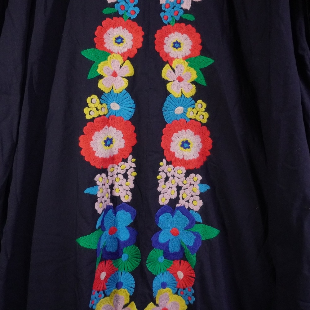 Boden Navy Blue Embroidered Floral Maxi Dress UK 12 US 8 NWT Beach Summer Kaftan - Picture 4 of 12